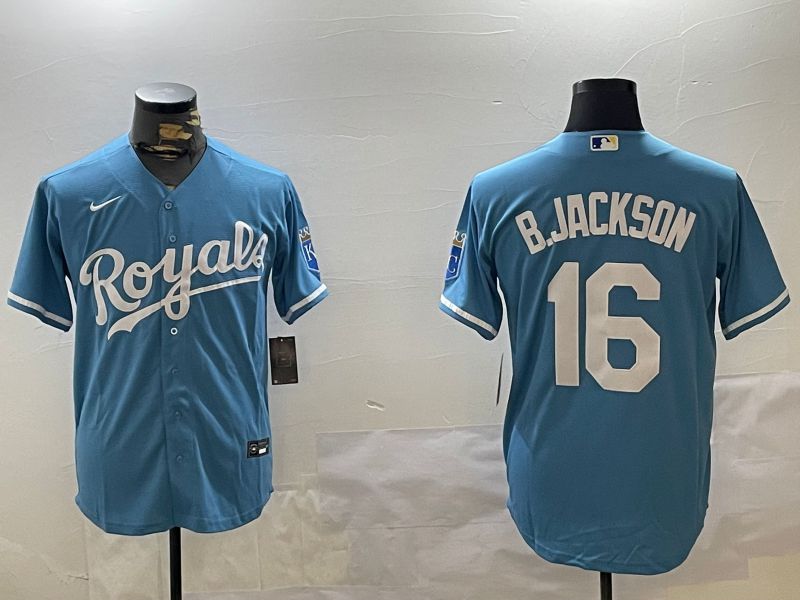 Men Kansas City Royals #16 B.Jackson Light Blue Game 2024 Nike MLB Jersey style 1